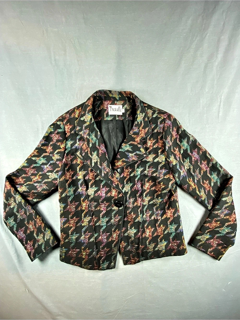 Treadle Abstract Print Blazer in Black & Multicolor Like New